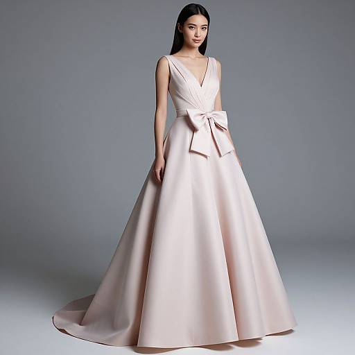 Elegant Pink V-Neck Ball Gown
