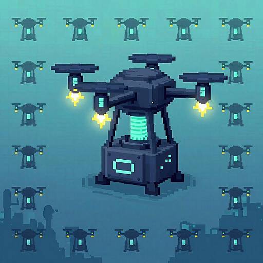 Minimalist Turreted Scanner Drone Sprite