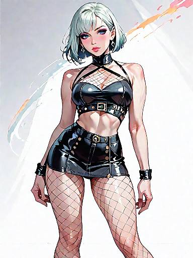 Stylish Woman in Metallic Teal Outfit