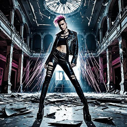 Punk Rocker in Abandoned Ballroom