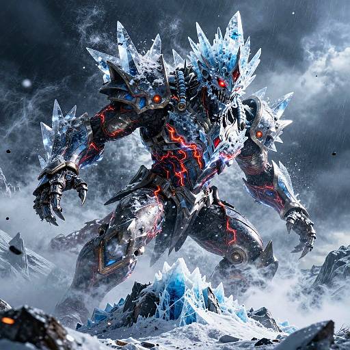 Giant Ice Elemental in Blizzard Storm