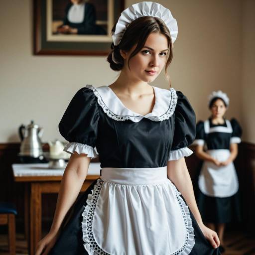 Young Woman in Classic Maid Costume Indoors