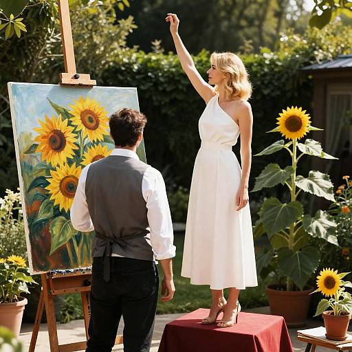 Artistic Garden Scene with Models