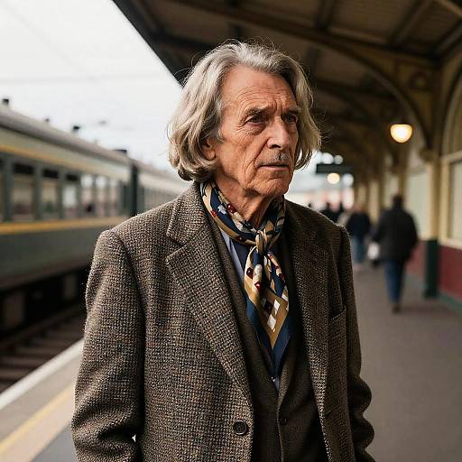 Elderly Man Stacked Bob in Tweed