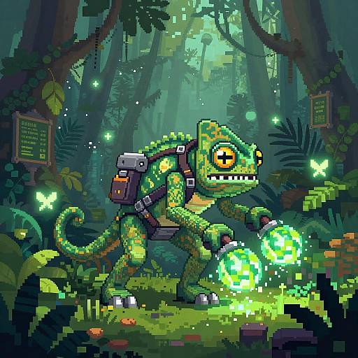 Pixel Art Jungle Tracker Adventure