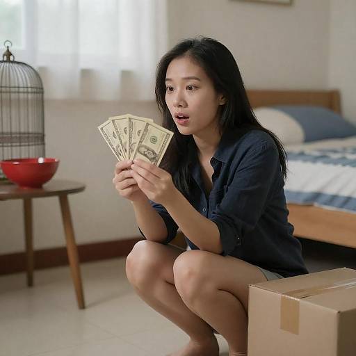 Surprised Asian Woman in Indoor Setting