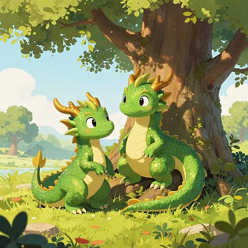Playful Young Green Dragon Fantasy