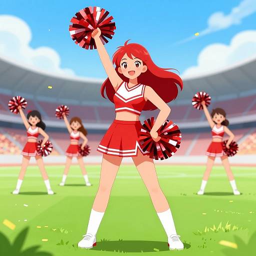 Confident Anime Female Cheerleader Illustration