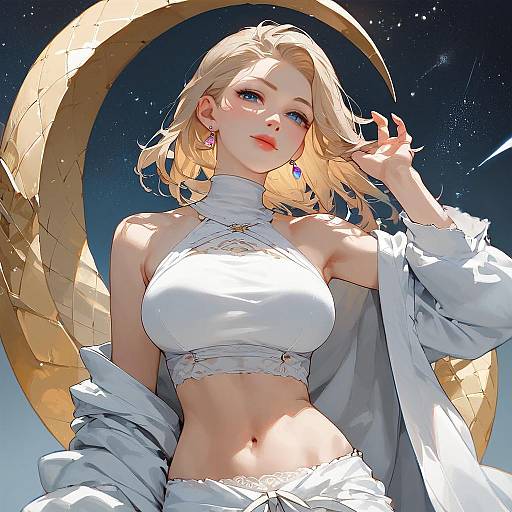 Anime Space Station Backless Halter Beauty