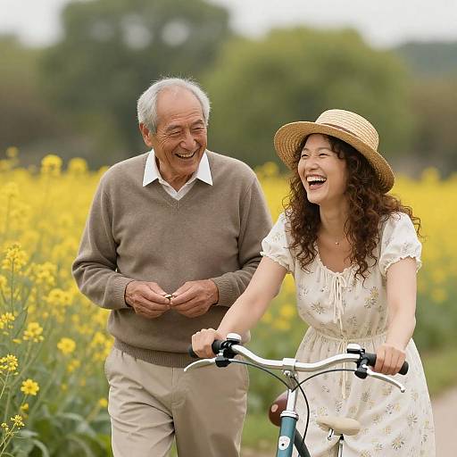 Joyful Couple in a Sunny Field