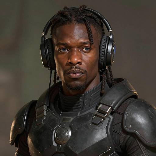 Futuristic African Male Character in Tactical Armor