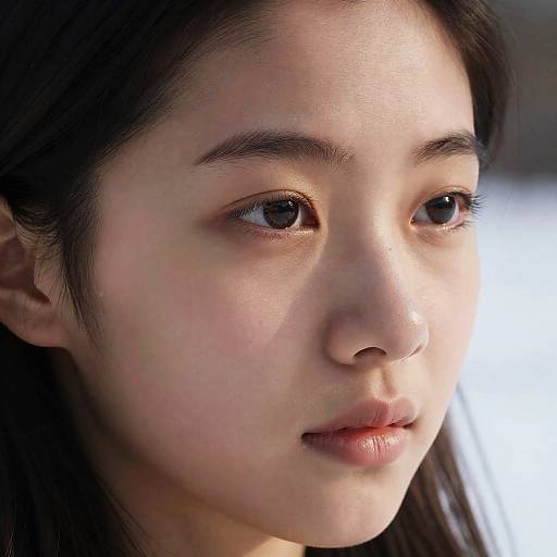 Realistic Portrait of Girl in Snow