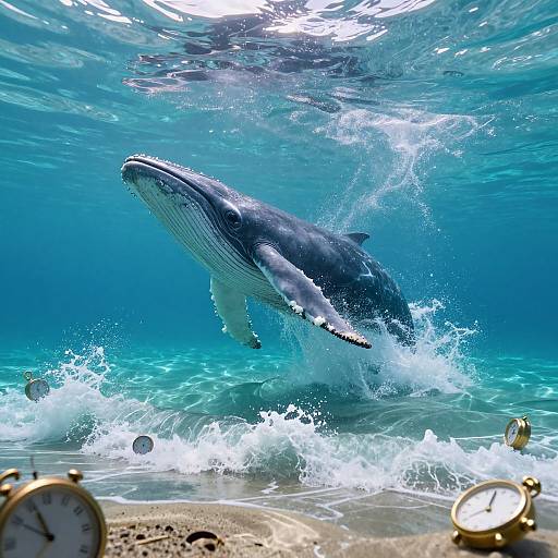 Surreal Whale and Dreamlike Seascape