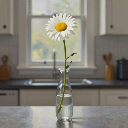 Long-Stemmed Daisy in Glass Vase