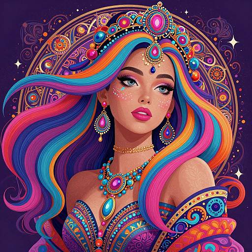 Vibrant Mystical Woman Digital Art