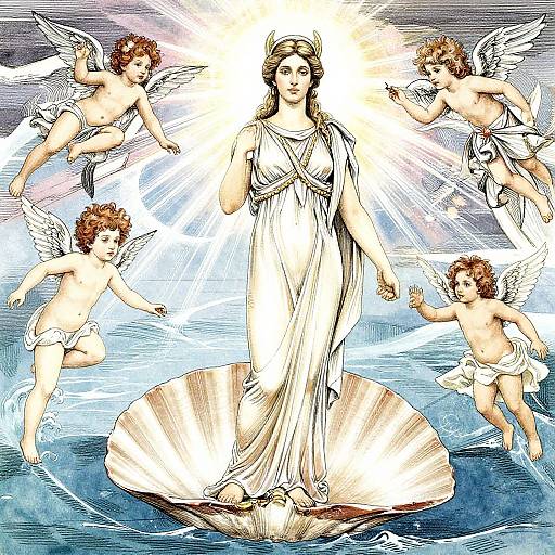 Aphrodite on Seashell with Cherubs
