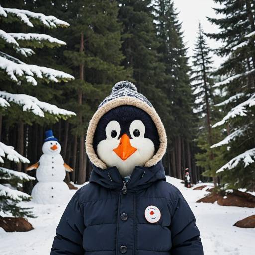 Penguin in Winter Woodland Adventure