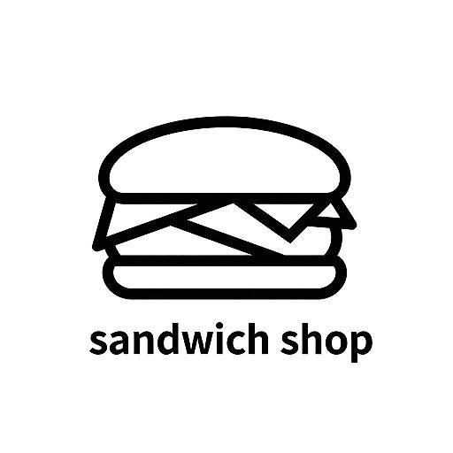 Black and white logo of a simple burger with a sandwich design, labeled 