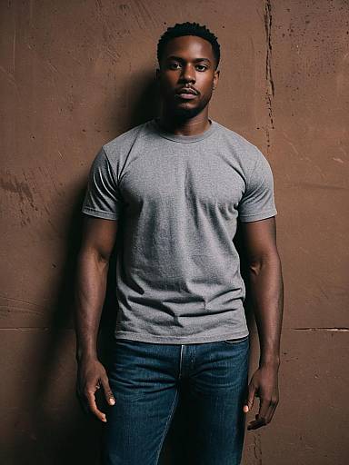 Man Standing by Brown Wall