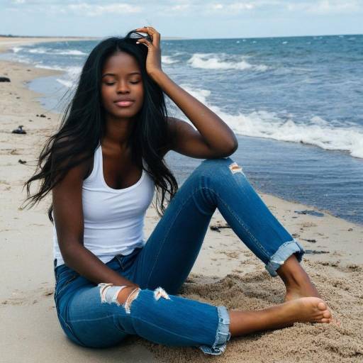 Beach Serenity: A Young Woman's Escape
