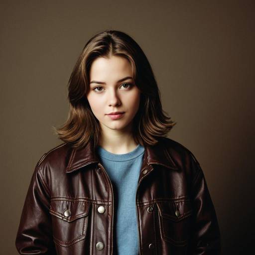 Teenage Girl in Brown Leather Jacket