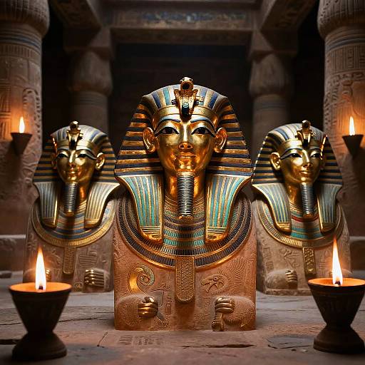 Intricate Egyptian God Masks Glow
