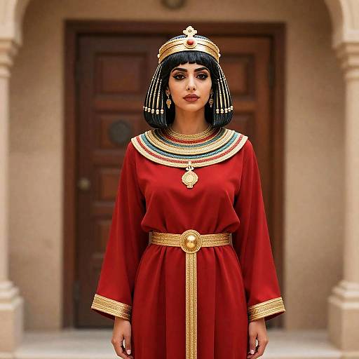 Egyptian Woman in Red Dress