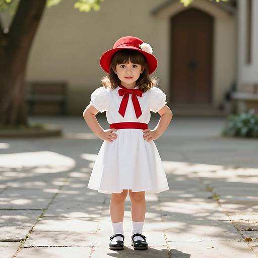 Innocent Girl in Sunlit Courtyard