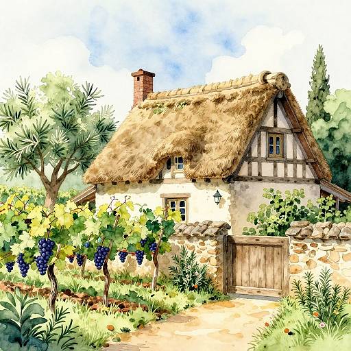 Cozy Medieval Tudor Cottage Illustration