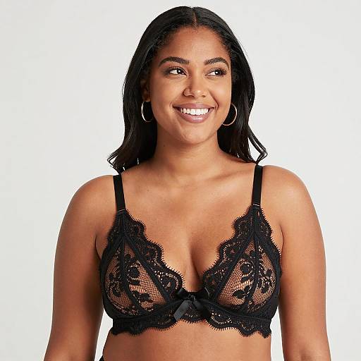 Smiling Woman in Elegant Black Lace