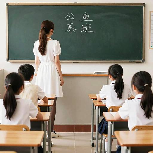Realistic Mixed-Gender Classroom Scene with Students