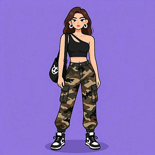 Stylish Woman in Streetwear Outfit