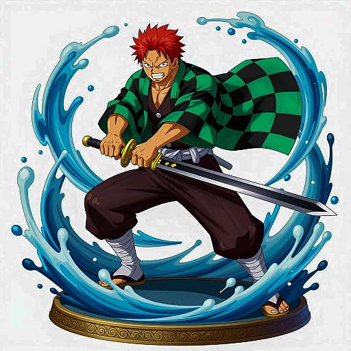 Dynamic Anime Warrior in Action