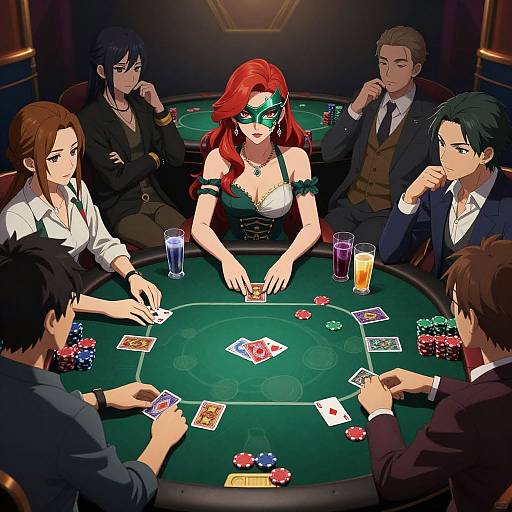 Anime-Style Underground High Stakes Poker