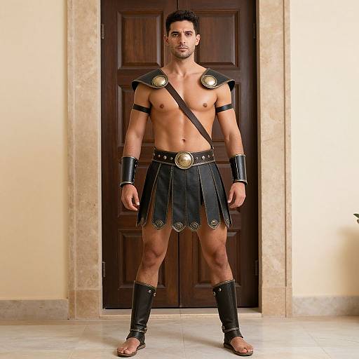 Shirtless Gladiator Skirt Costume