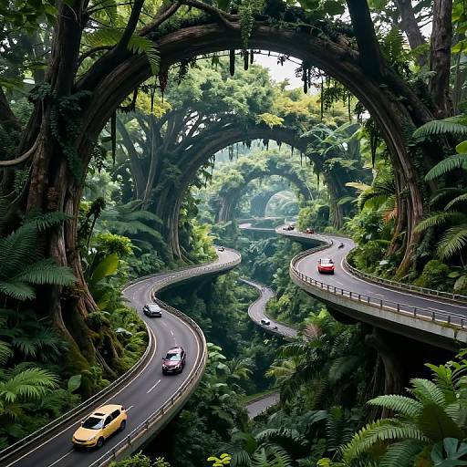 Surreal Vehicles on Living Tree Arches