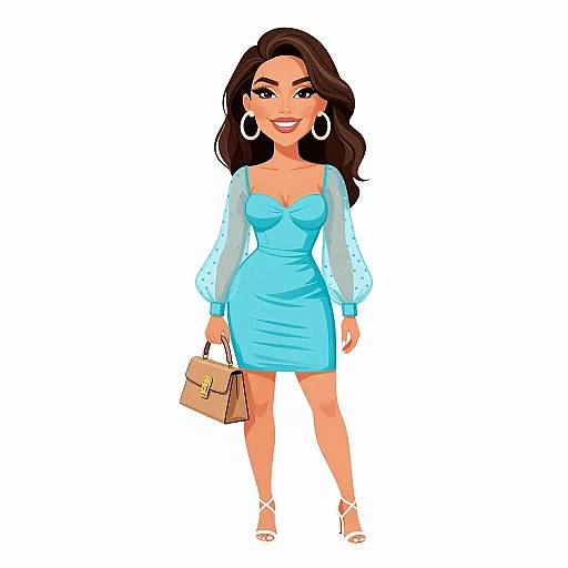 Glamorous Woman in Aqua Mini Dress