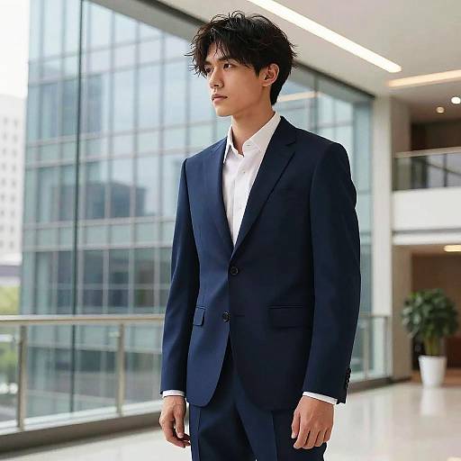 Wispy Fringe Businessman in Skyscraper