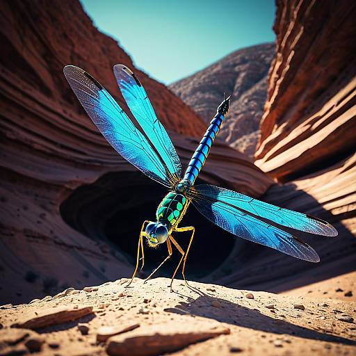 Crystalline Dragonfly-Peacock Hybrid in Alien Canyon