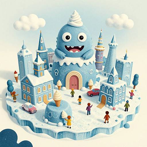 Fantasy Ice Cream Cityscape Creature Design