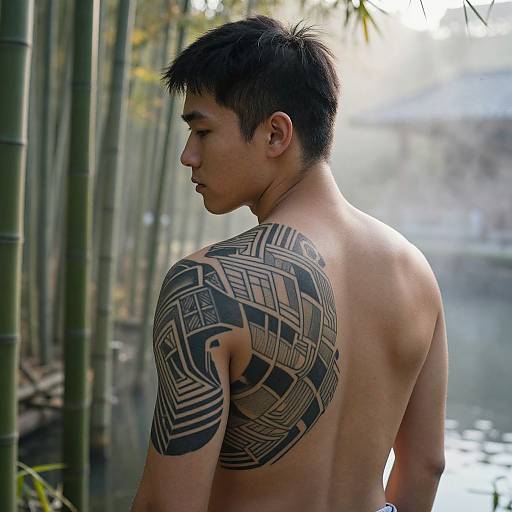 Detailed Japanese Tattoo in Bamboo Garden