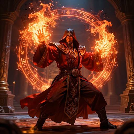 Fiery Sorcerer in Ancient Coliseum
