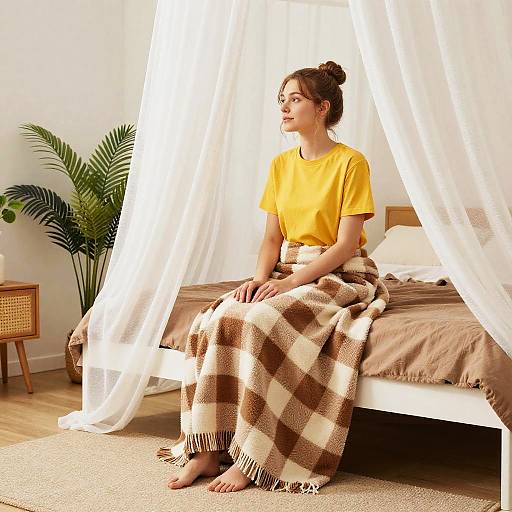Cozy Bedroom Portrait with Plants