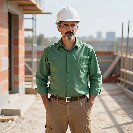 Confident Construction Worker at Site
