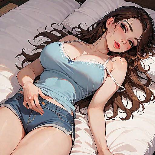 Sleepy Bedroom Beauty in Blue Camisole