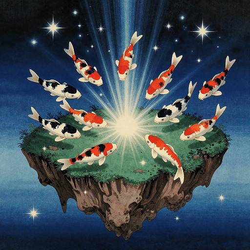 Celestial Koi on Floating Islands