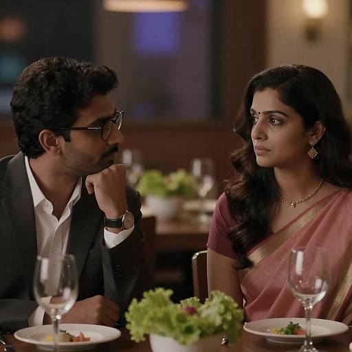 Intimate Restaurant Encounter with Wine