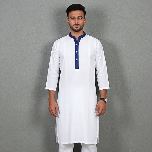 Man in White and Blue Dress