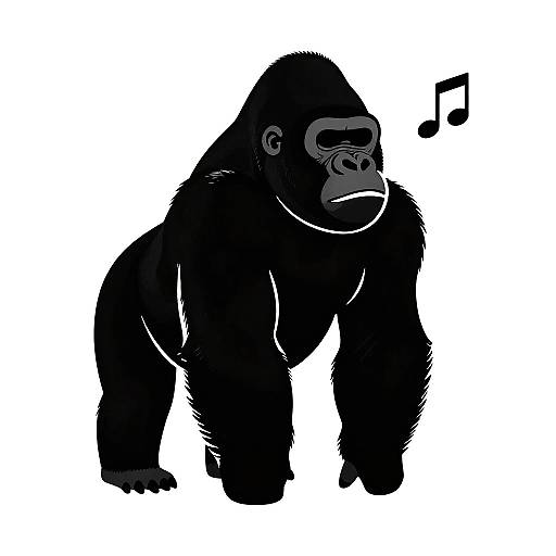 Stylized Gorilla Silhouette with Music Note