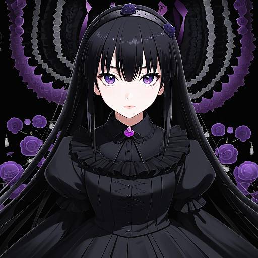 Illustration of Akemi homura (black dress), mahou shoujo madoka magica in the style of Akitsuki karasu